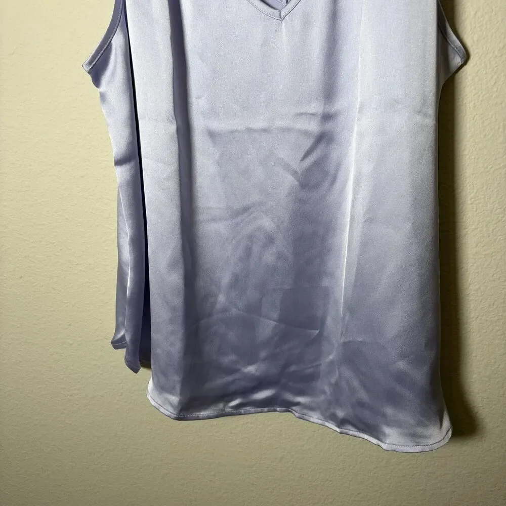 LOFT Tank Top Women's Large Purple Satin V-Neck Sleeveless Solid Basic Shirt NWT - Picture 5 of 10